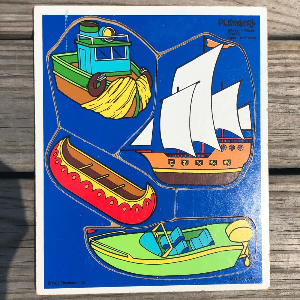 - PlaySkool 4 Pc Boats Wooden Puzzle! VTG!!